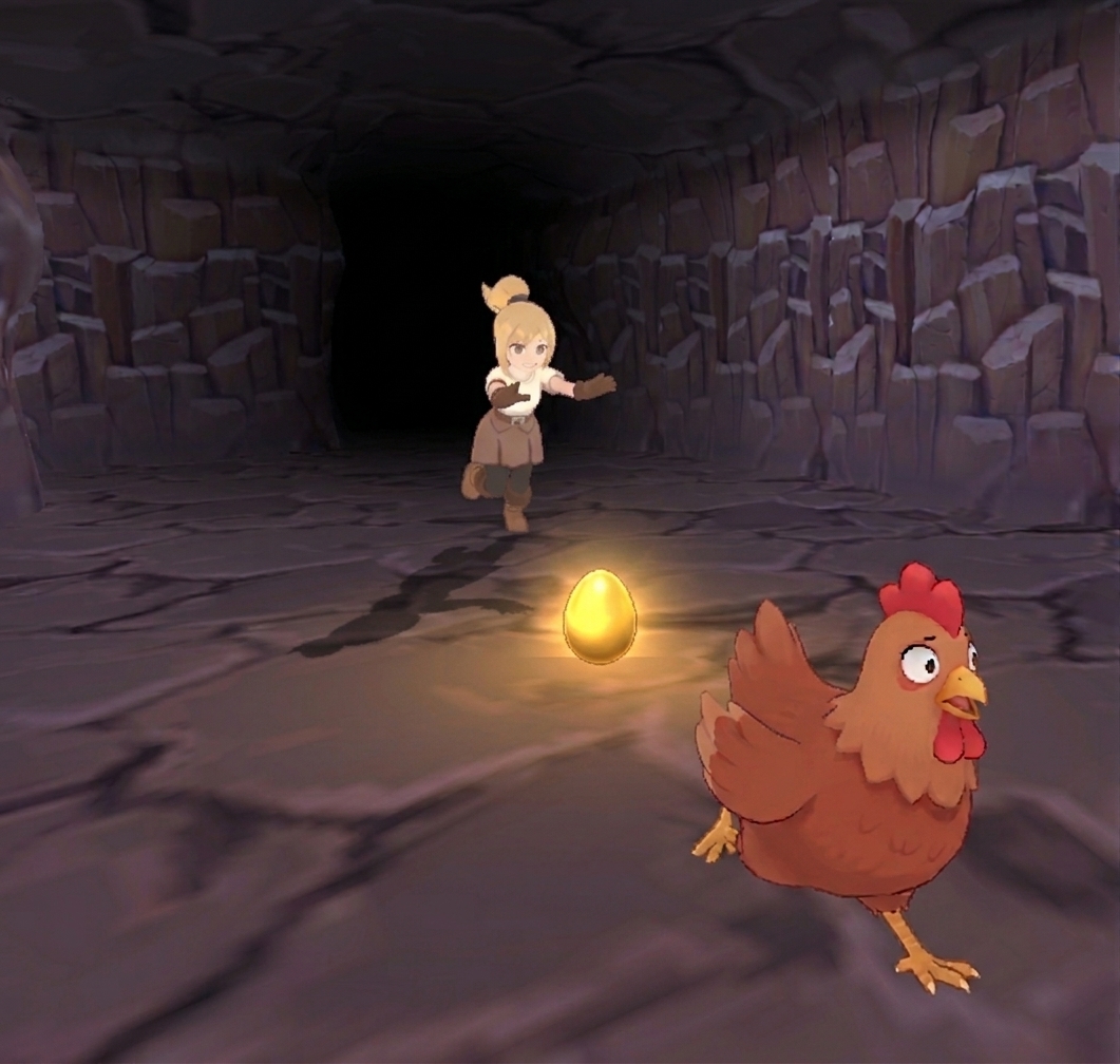 Fiona poursuivant un poulet